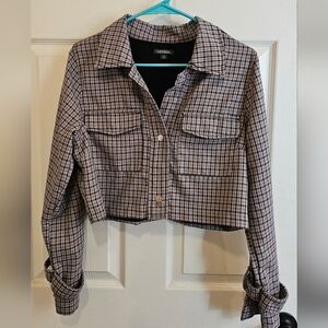 Wild Fable Plaid Lavender Cropped Jacket